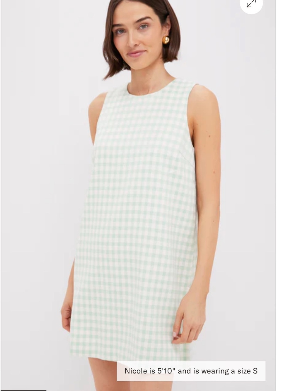 Tuckernuck mint green & white Gingham Mini Dress green check print NEW Size L - Picture 5 of 13
